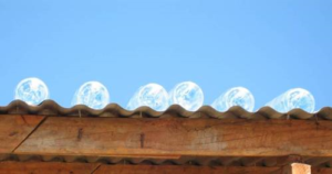 Sodis bottles on roof